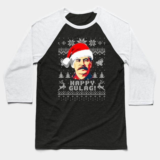 Joseph Stalin Happy Gulag Christmas Baseball T-Shirt by Nerd_art